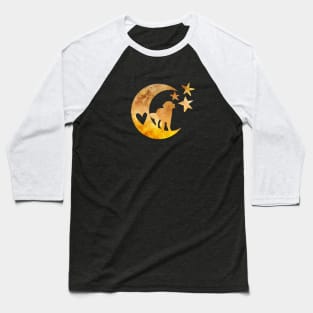Newfoundland Dog Newfie Art Half Moon And Stars Baseball T-Shirt